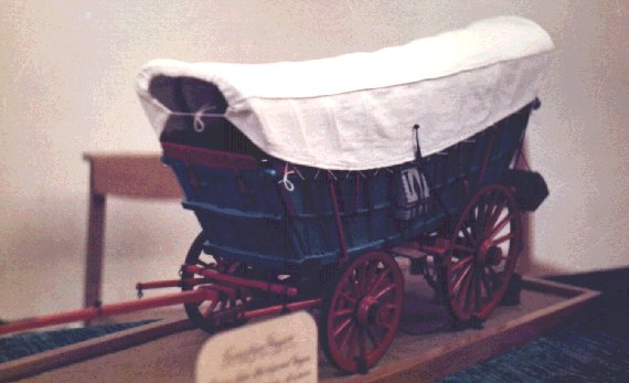 A 1/8th. scale model of a ''Conestoga Waggon'', built by Cliff Rogers of Abergavenny, from John Thompson plans.